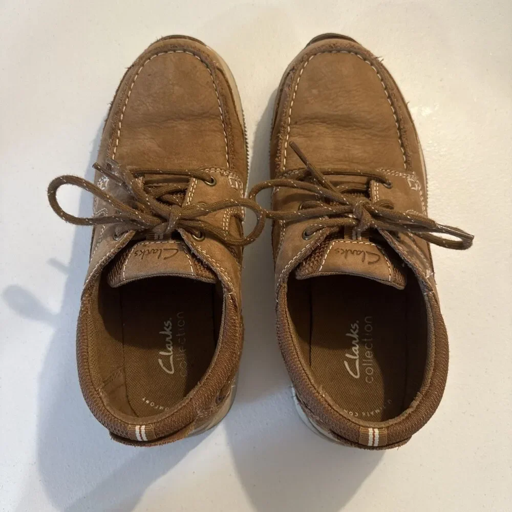 Clarks Collection Men's Light Tan Nubuck Sailview Lace Shoes Sz 7M Lightweight